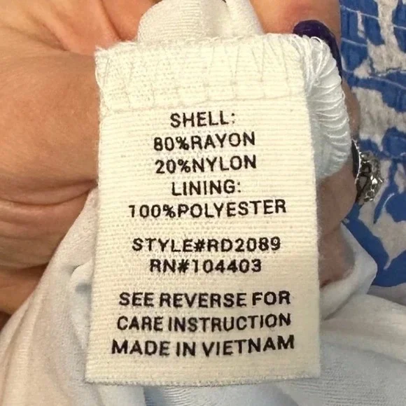 AUGUST SKY Blue White Floral Smocked Puff Sleeve Prairie Milkmaid Maxi Dress M - Picture 5 of 8